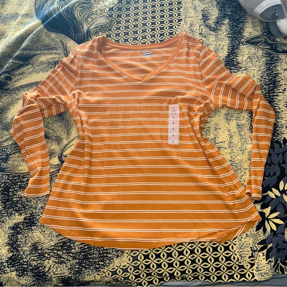 Orange and white striped long sleeve